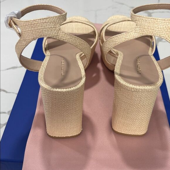 NEW Stuart Weitzman | Miami Platform Sandals Natural Evening Heels New Size 9 - Picture 5 of 11